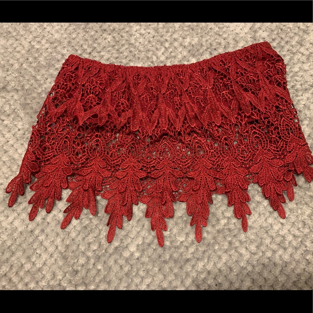 Red lacy floral top